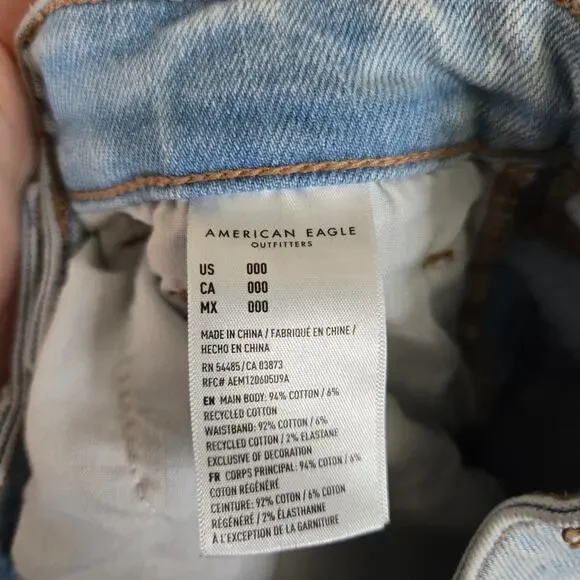 American Eagle 2 Piece Jeans Mom Shorts size 000 Distressed Womens 0690 - Picture 6 of 16